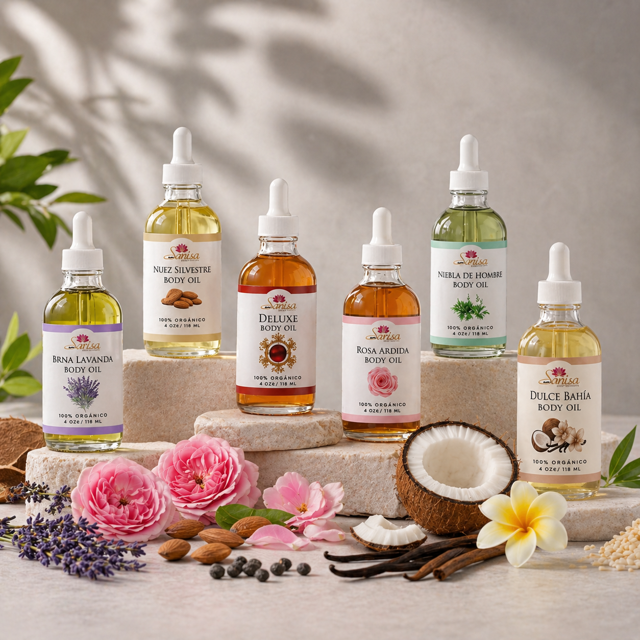 Colección de aceites corporales Sanisa